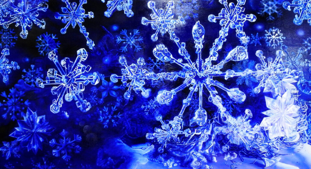 The cold seeps into the snowflakes